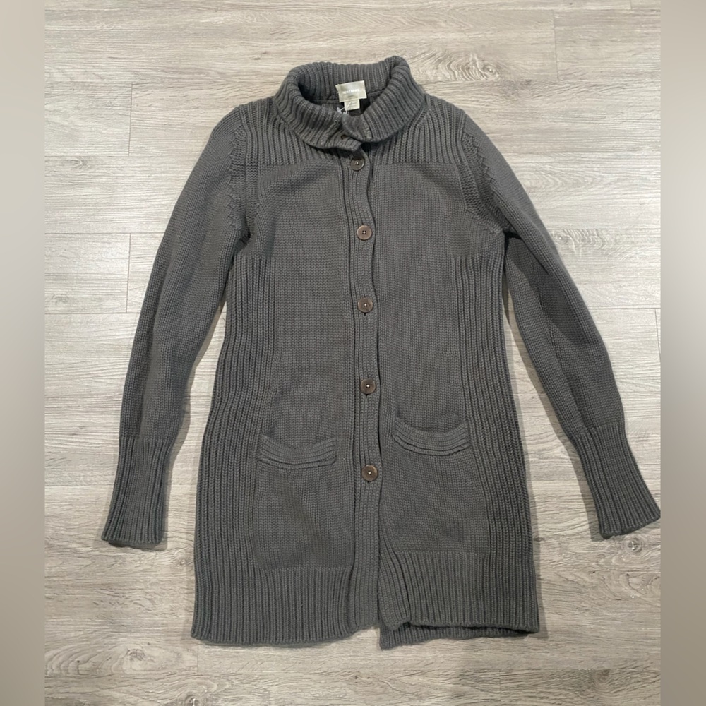 M. Patmos 100% Cashmere Women's Gray Long Cardigan Sweater‎ Button
